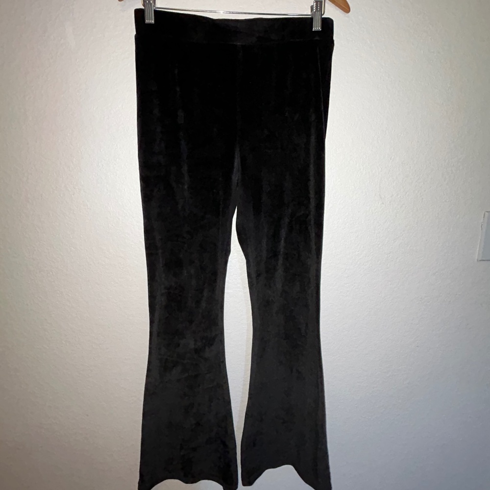 Black velvet flare pants from ASOS